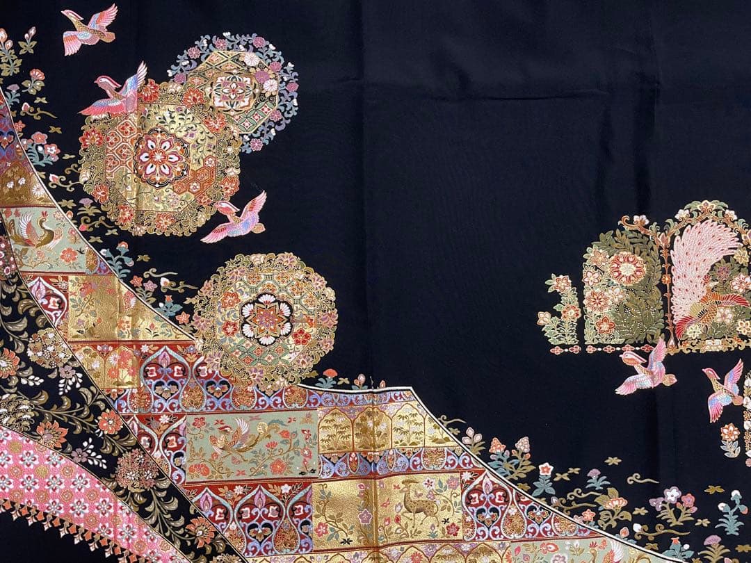 黒留袖 着物リメイク用 素材 ハンドメイド まとめ売り！