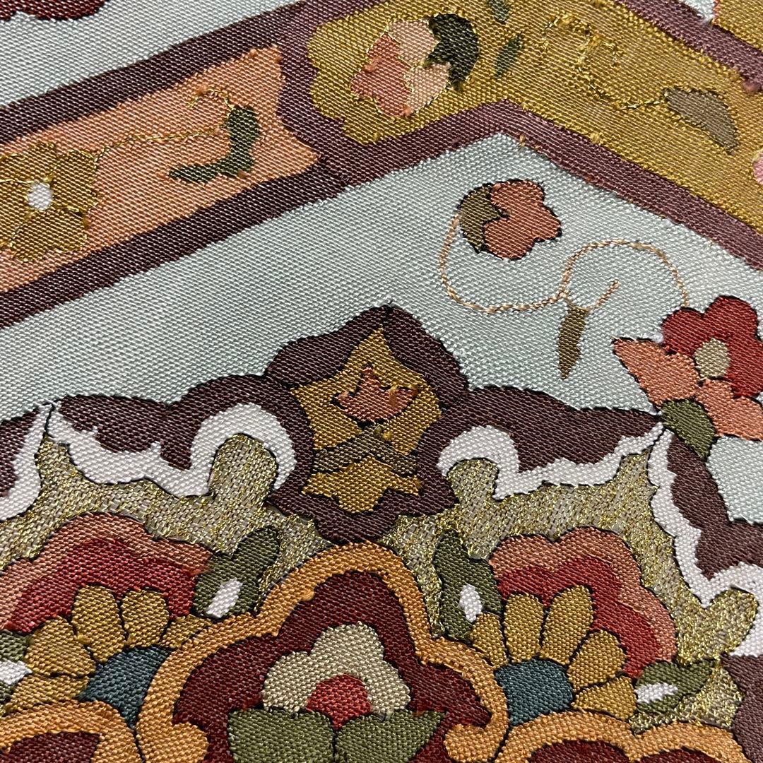 正絹　柳瀬聖仙　本瓜綴　明綴れ 花紋 模様織出し　袋帯未使用 着物 FF5-9