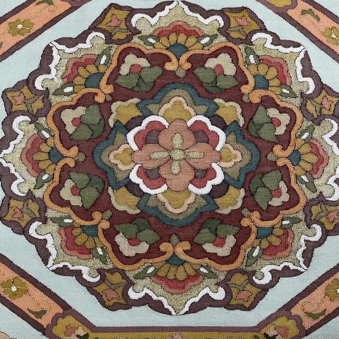 正絹　柳瀬聖仙　本瓜綴　明綴れ 花紋 模様織出し　袋帯未使用 着物 FF5-9