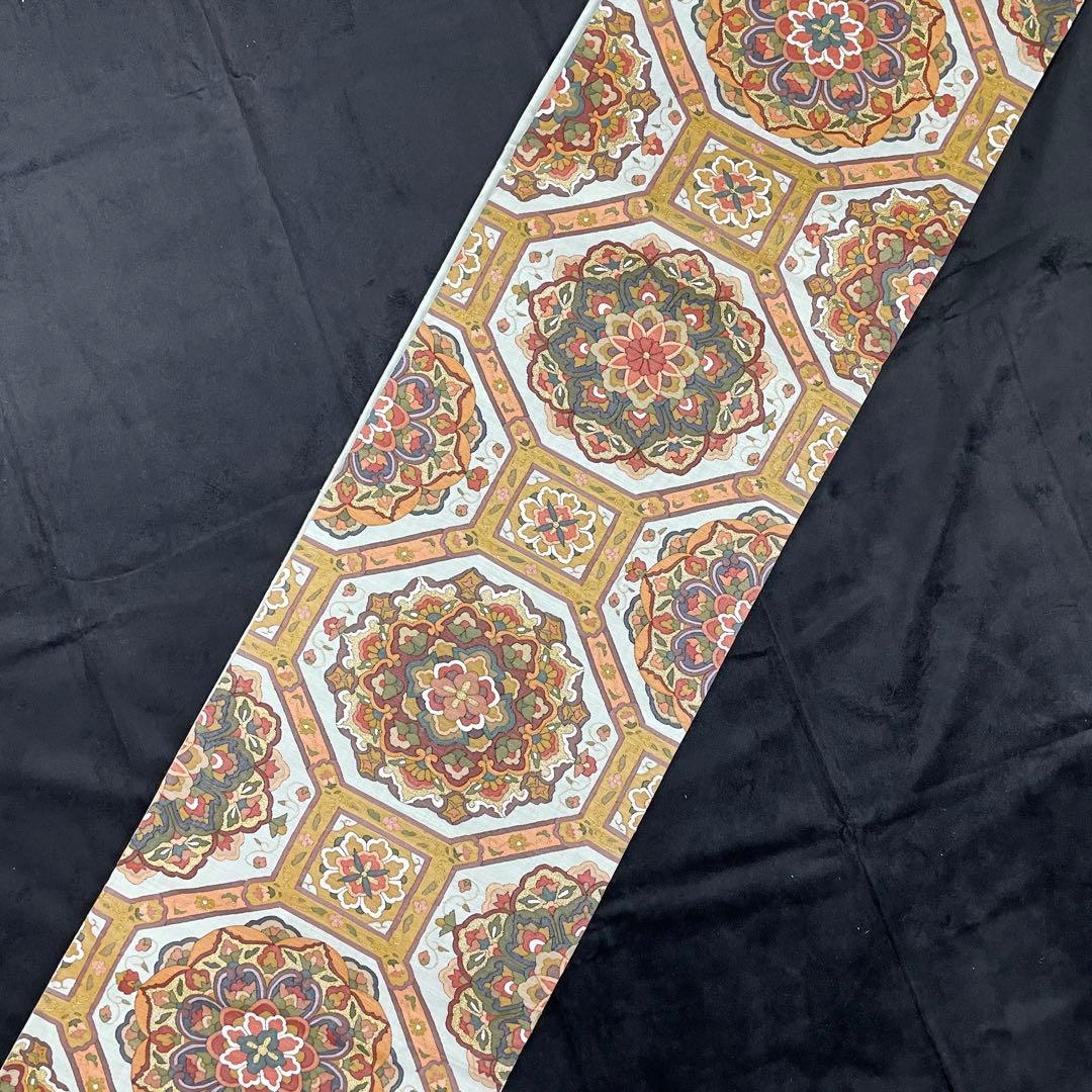 正絹　柳瀬聖仙　本瓜綴　明綴れ 花紋 模様織出し　袋帯未使用 着物 FF5-9