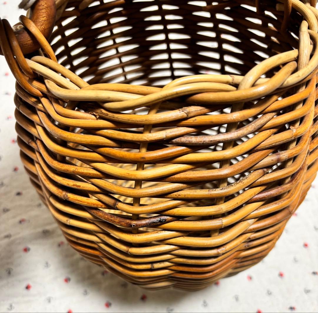 wood handle basket スエードカバー かごバッグ
