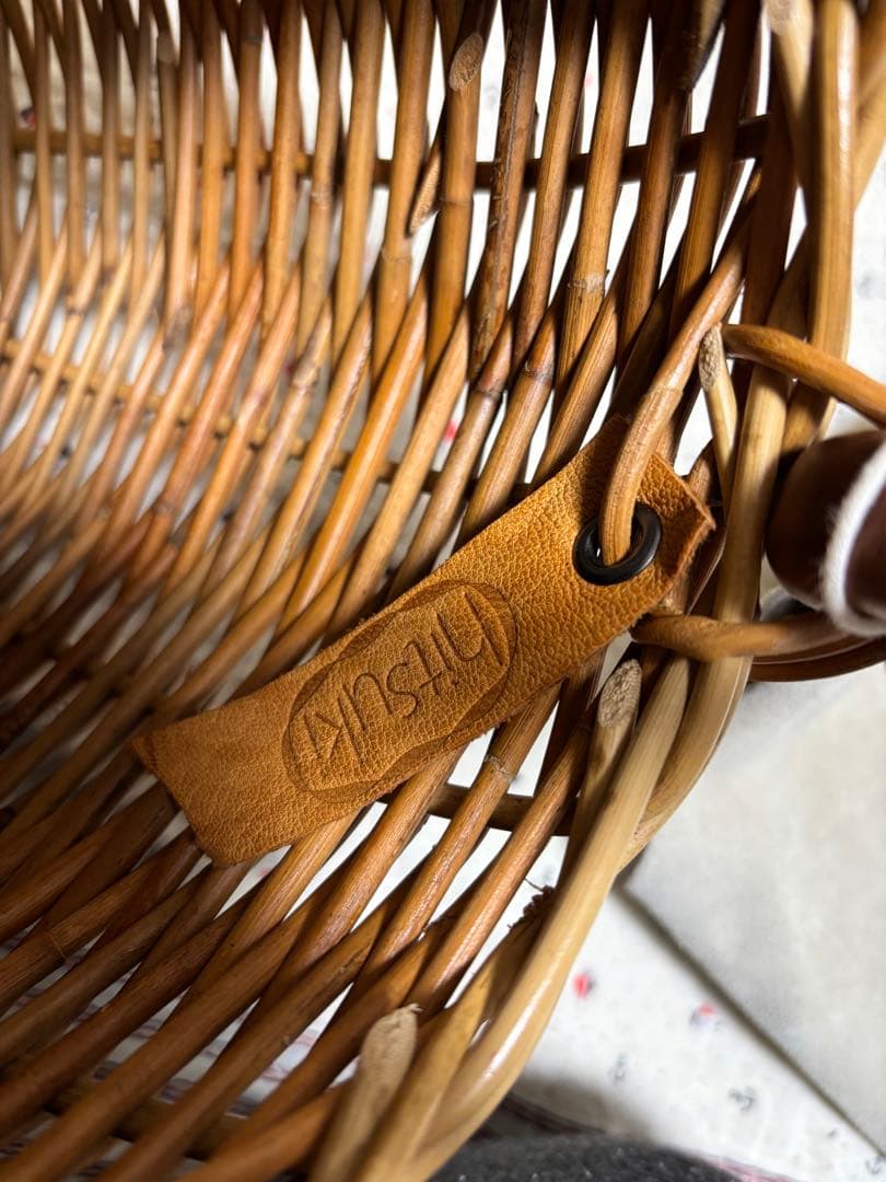 wood handle basket スエードカバー かごバッグ