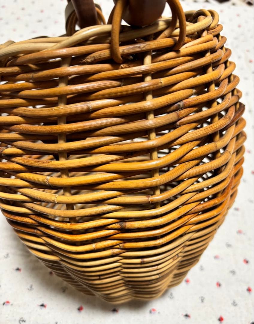 wood handle basket スエードカバー かごバッグ