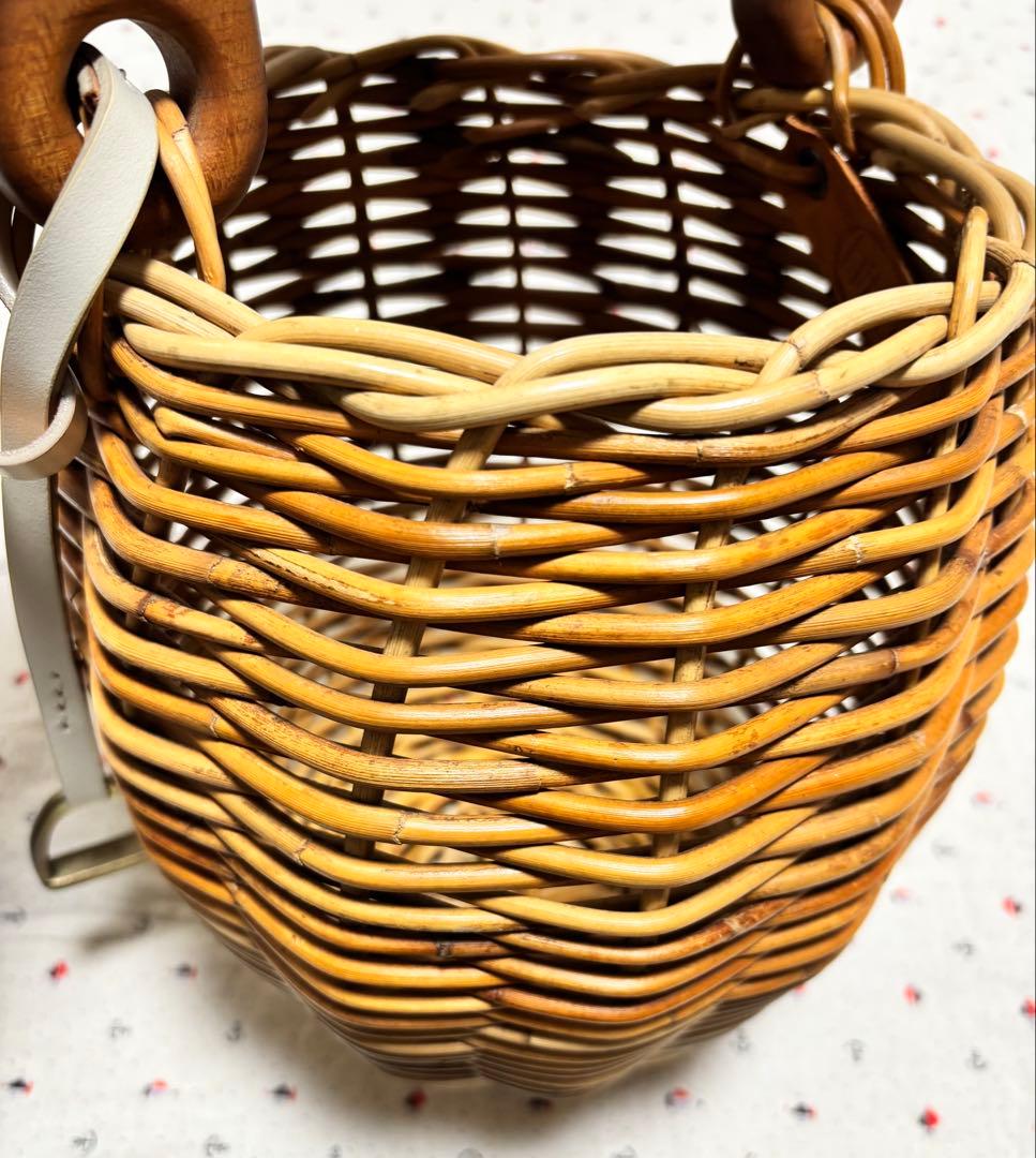 wood handle basket スエードカバー かごバッグ