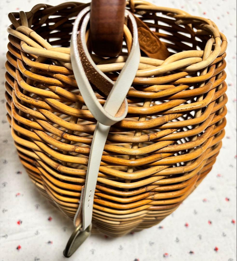 wood handle basket スエードカバー かごバッグ