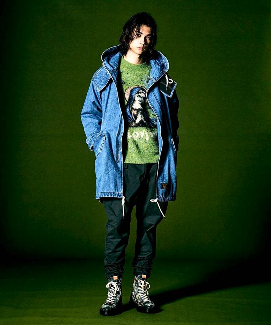 未使用に近い／Mサイズ／定価49500円／グラム glamb／デニムモッズコート