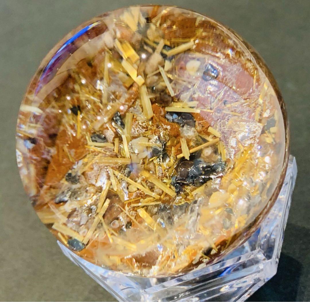 ⭐*️様 タイチンルチル　パイライト共生　ガーデンクォーツスフィア　45ミリ B