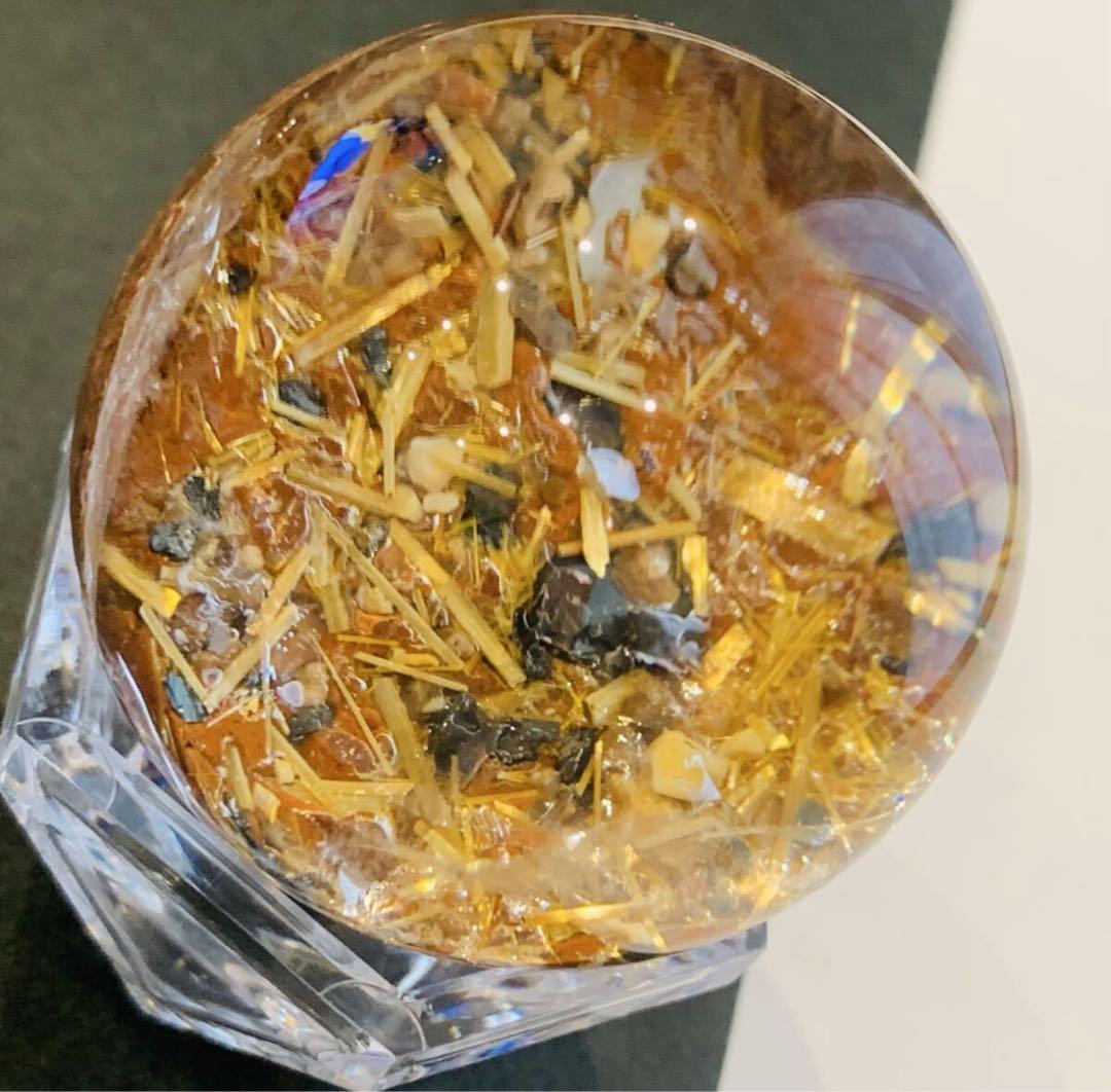 ⭐*️様 タイチンルチル　パイライト共生　ガーデンクォーツスフィア　45ミリ B