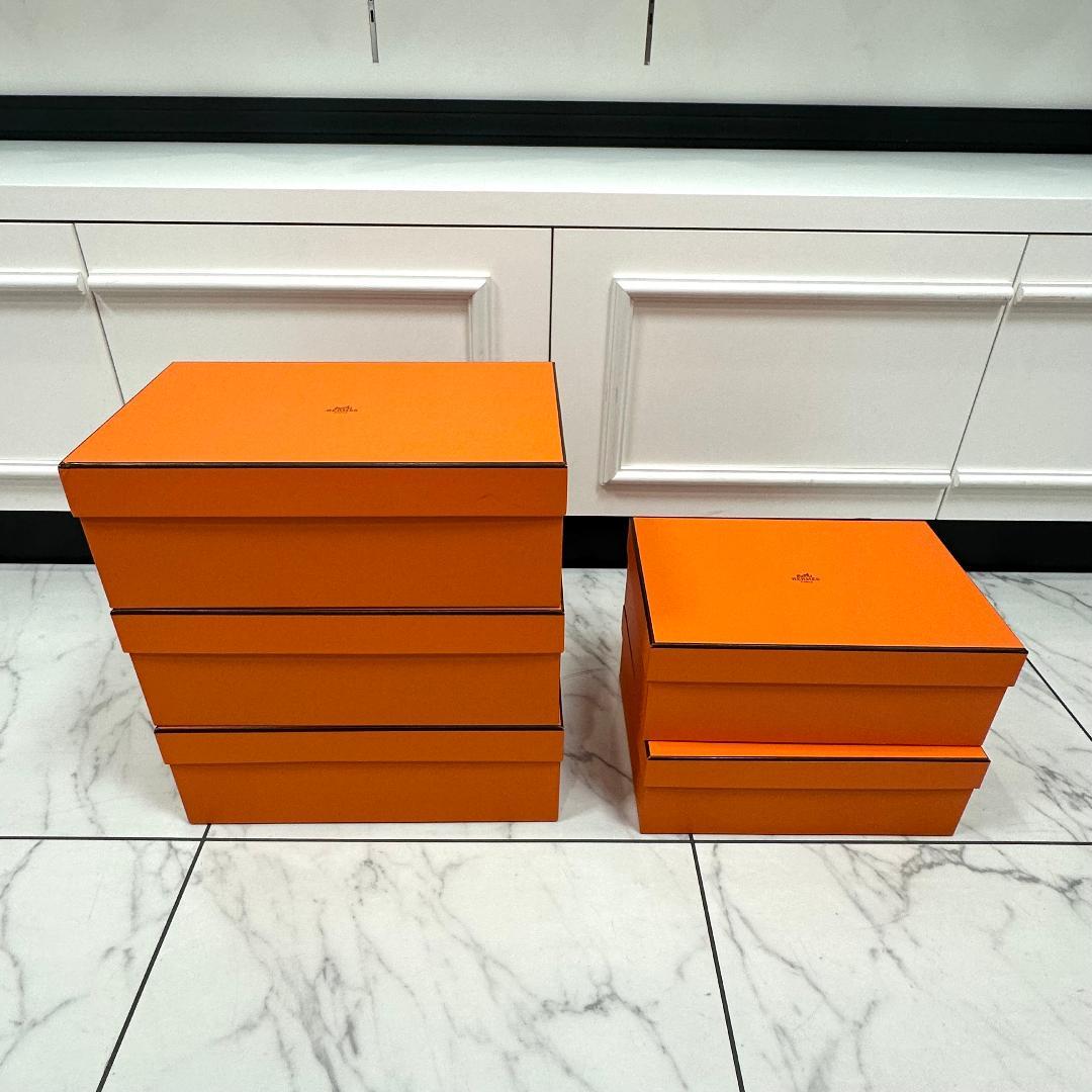 美品　シューズ用　HERMES　エルメス　オレンジ　空箱　5個セット