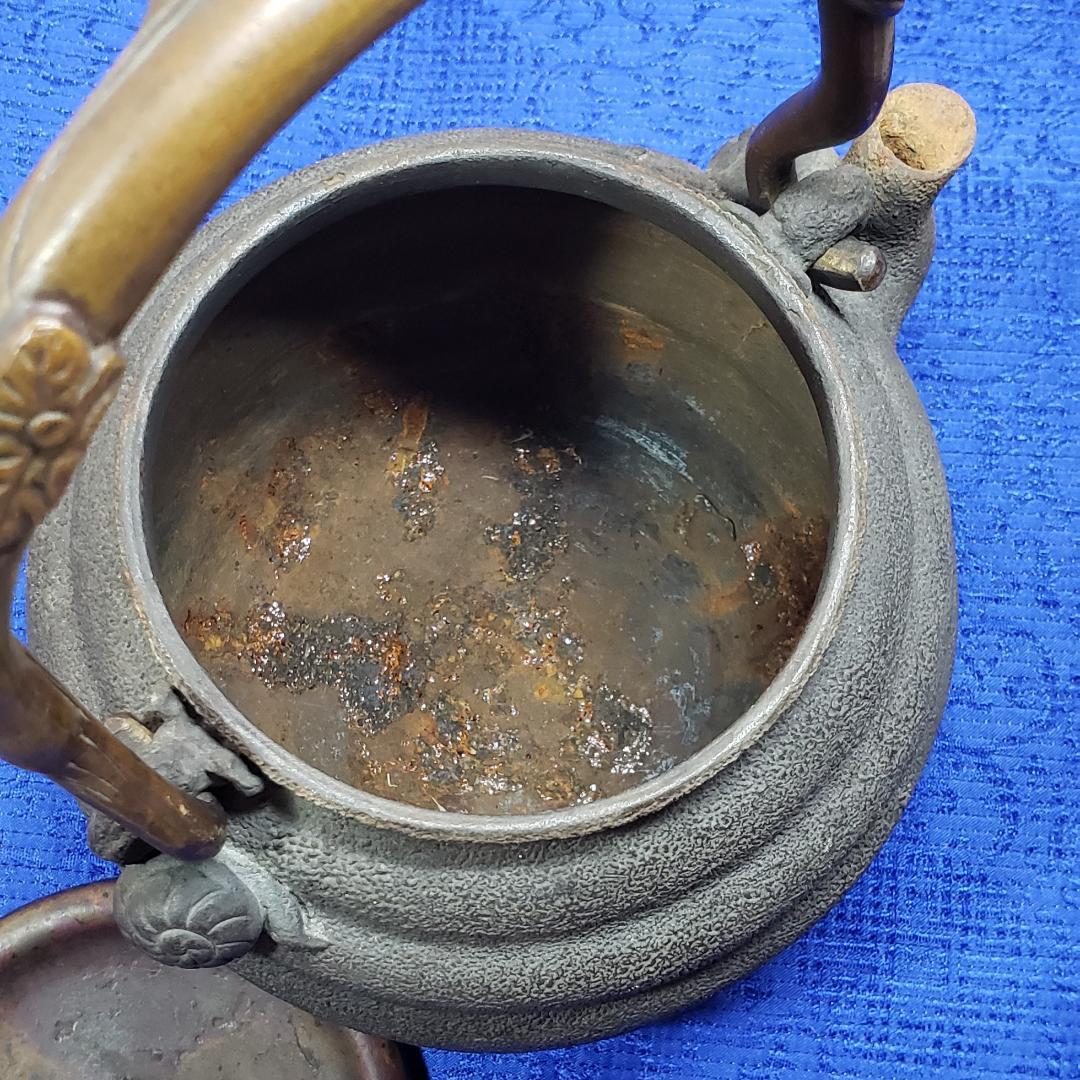 【大名品】◆日本亀文 『拙家琵琶湖有東』芋頭形蝸牛耳 鉄瓶 亀文堂 波多野正平◆