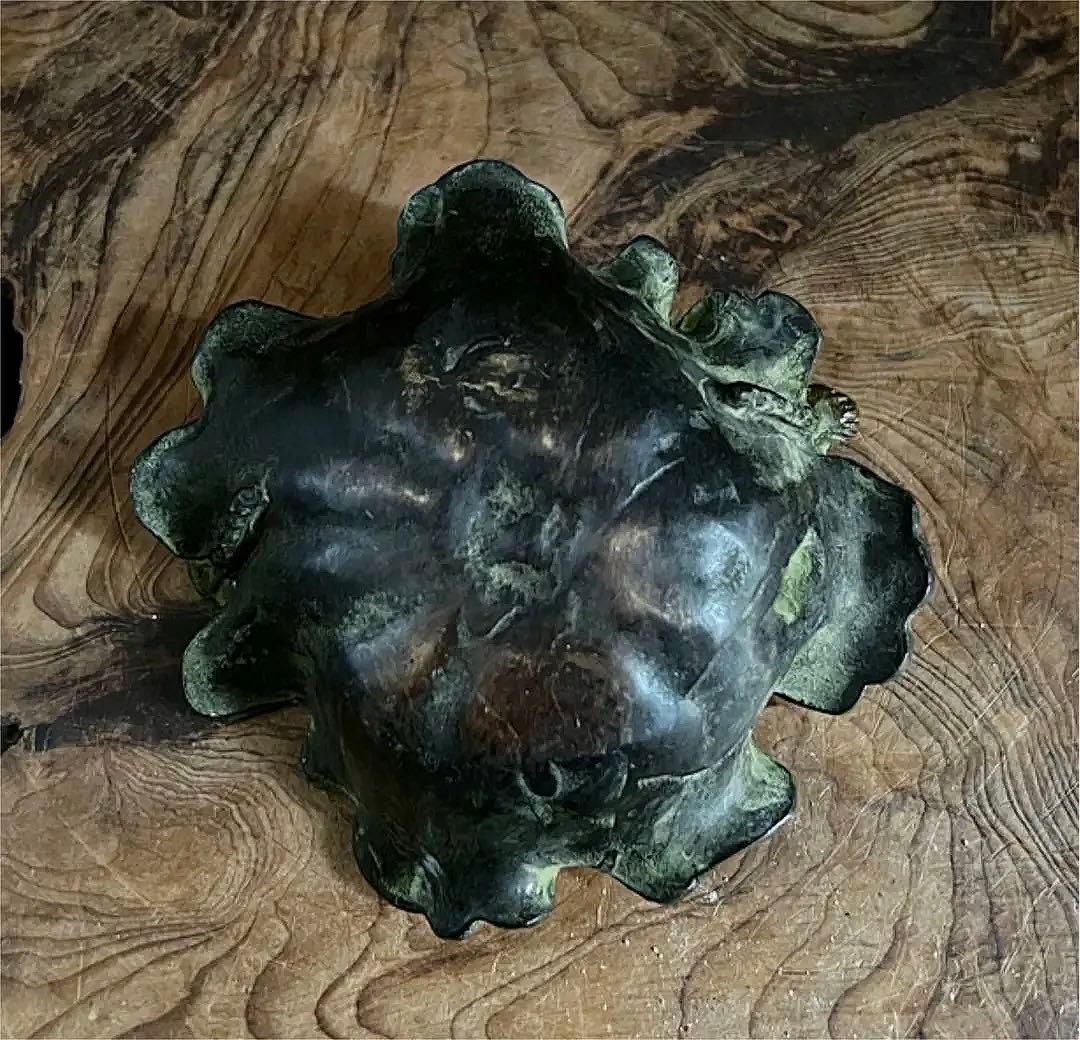 時代 古銅 蓮型 蓮花 蝸牛 筆洗い