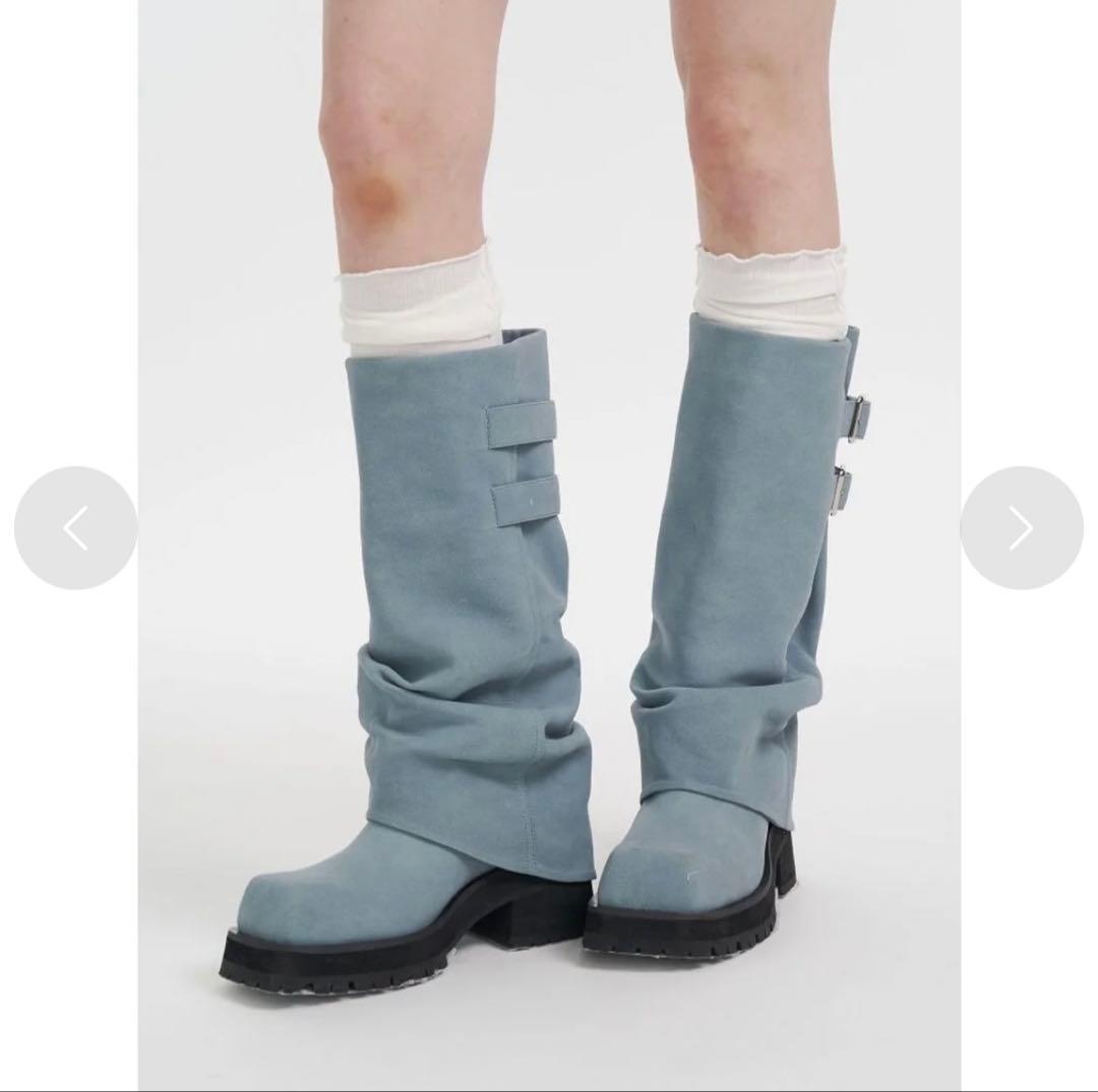 joubie バックル付きロングブーツ ライトブルー