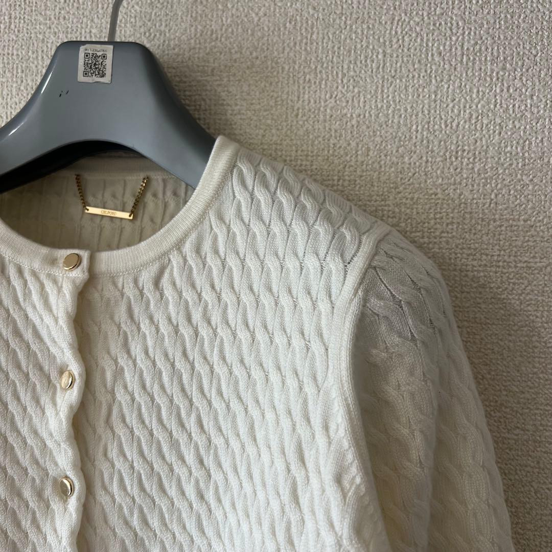 CELFORD ケーブルニットファーカーデ