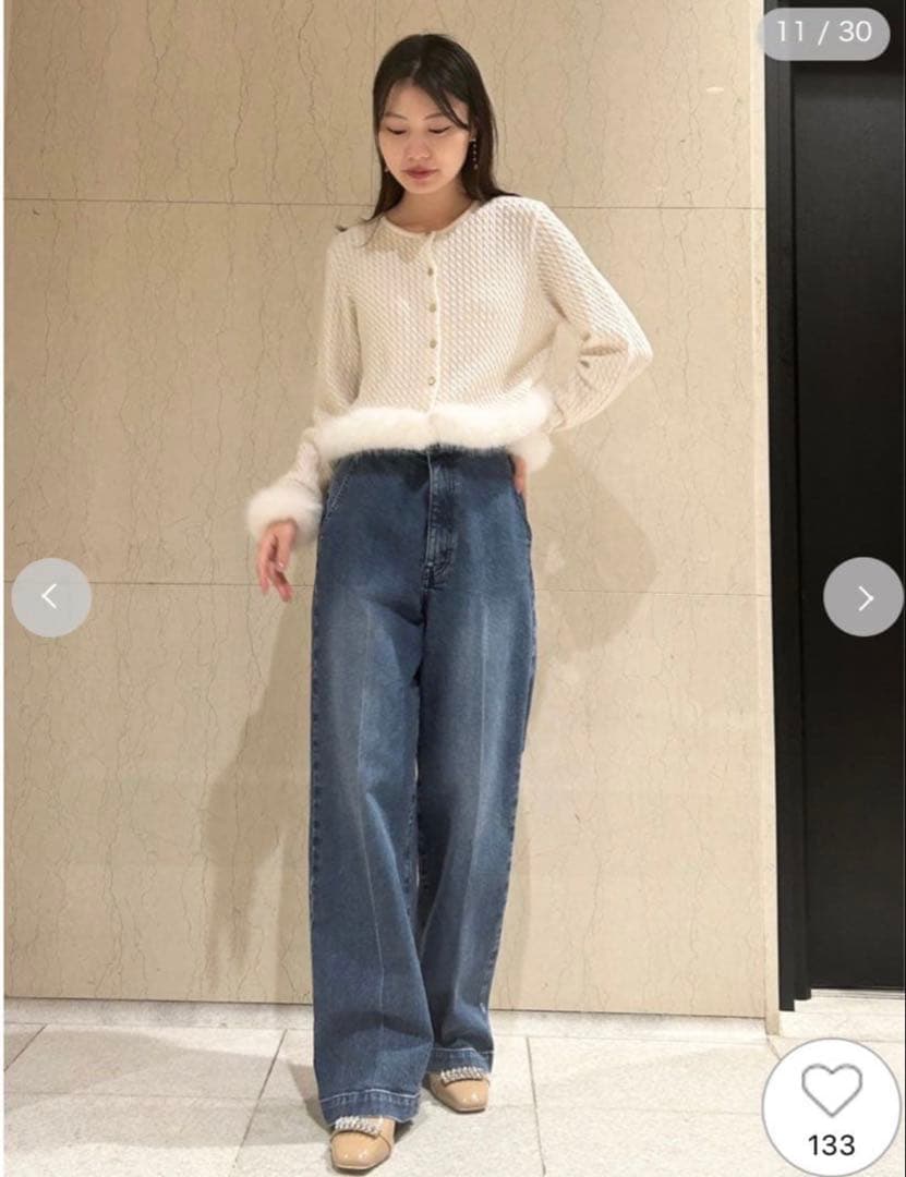 CELFORD ケーブルニットファーカーデ