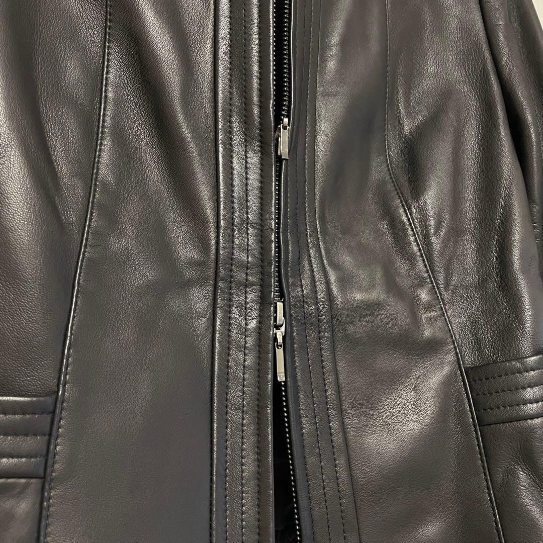 【美品】ANAYI ラムレザージャケット ノーカラー ブラック