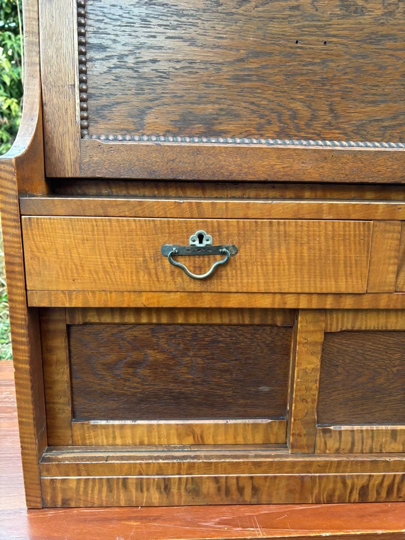 アンティーク 木製 帳場机ライティングビューロー デスク チェスト レトロ