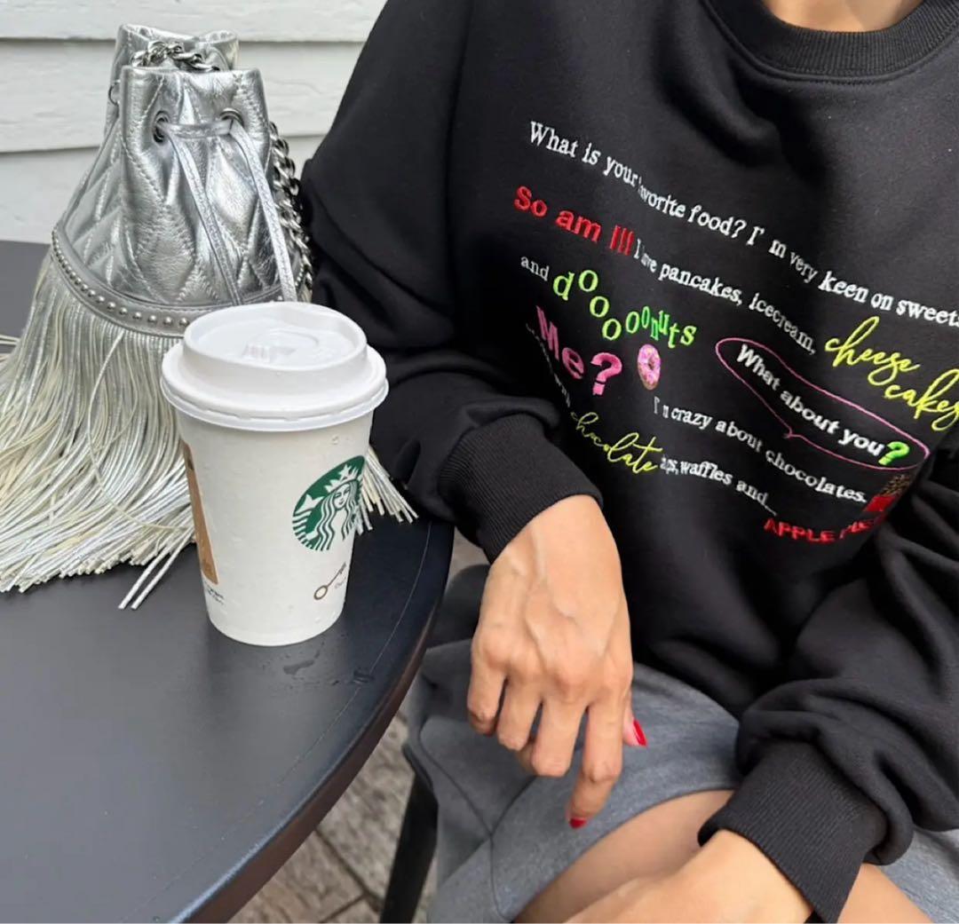 LINKABLE メッセージスウェットプルオーバー(ブラック)