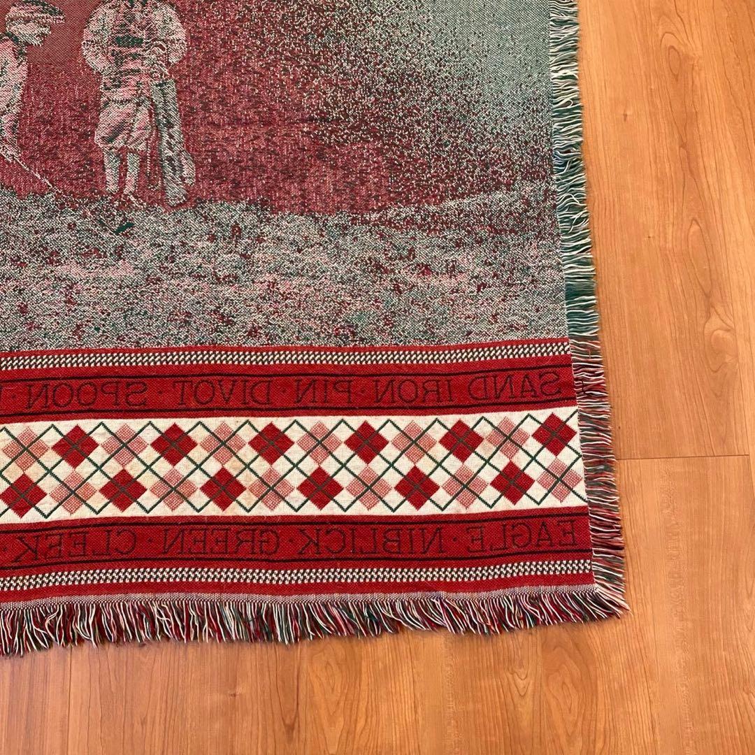 ヴィンテージ ゴブラン織り ラグ ゴルフ柄 アーガイル 138x118 両面配色