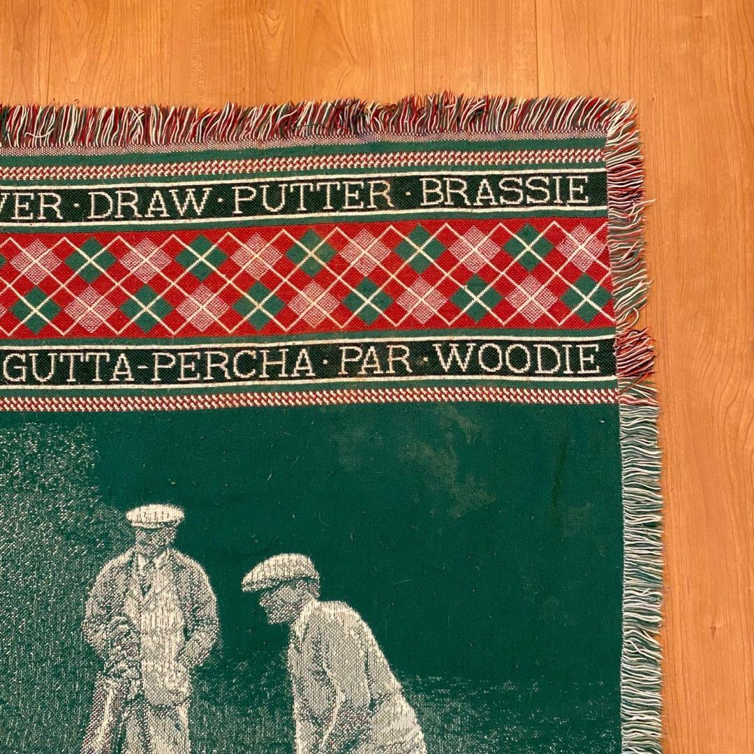 ヴィンテージ ゴブラン織り ラグ ゴルフ柄 アーガイル 138x118 両面配色