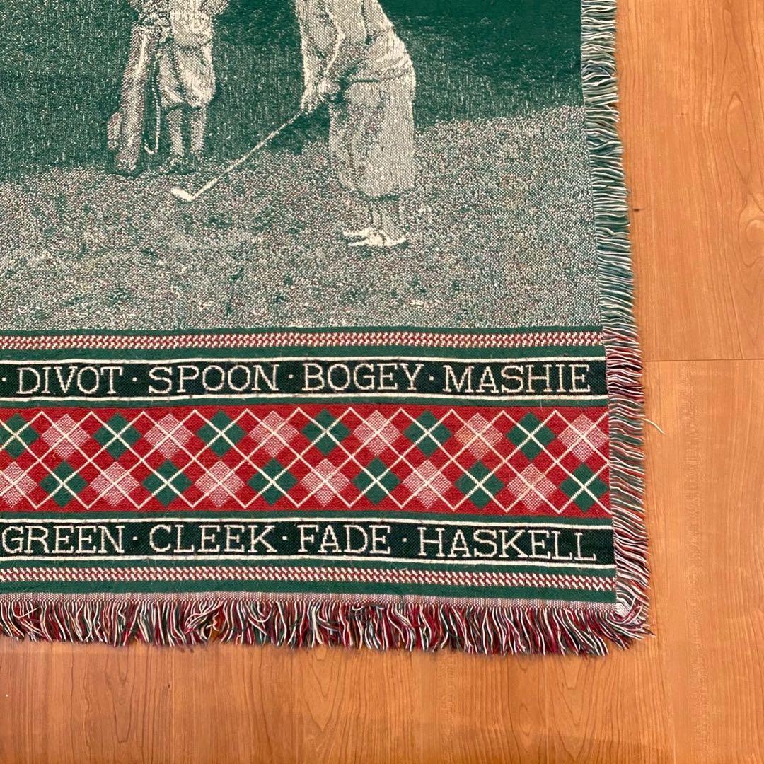 ヴィンテージ ゴブラン織り ラグ ゴルフ柄 アーガイル 138x118 両面配色