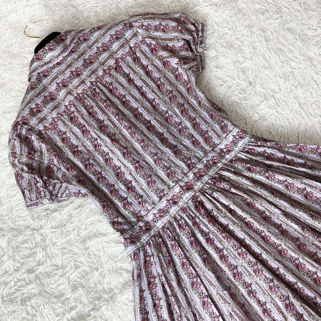 3未使用級！　ロイスクレヨン　バラ柄　アンティーク　フリル　フレア　ワンピース