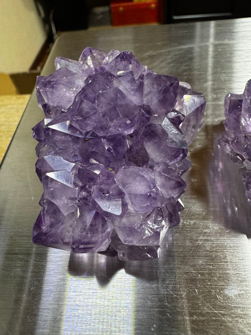 高品質　フラワーアメジスト　クラスター　3点セット