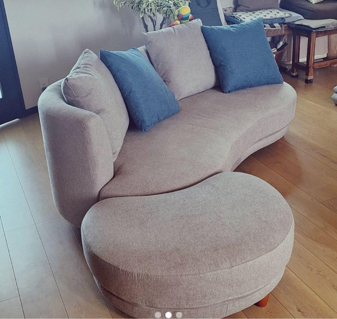 仙台 直接引き取り限定 曲線デザイン　ソファ オットマン付き