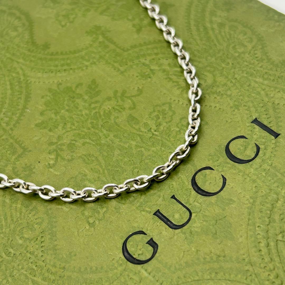 美品　グッチ　あずき　チェーン　ネックレス　シルバー　925 約50cm