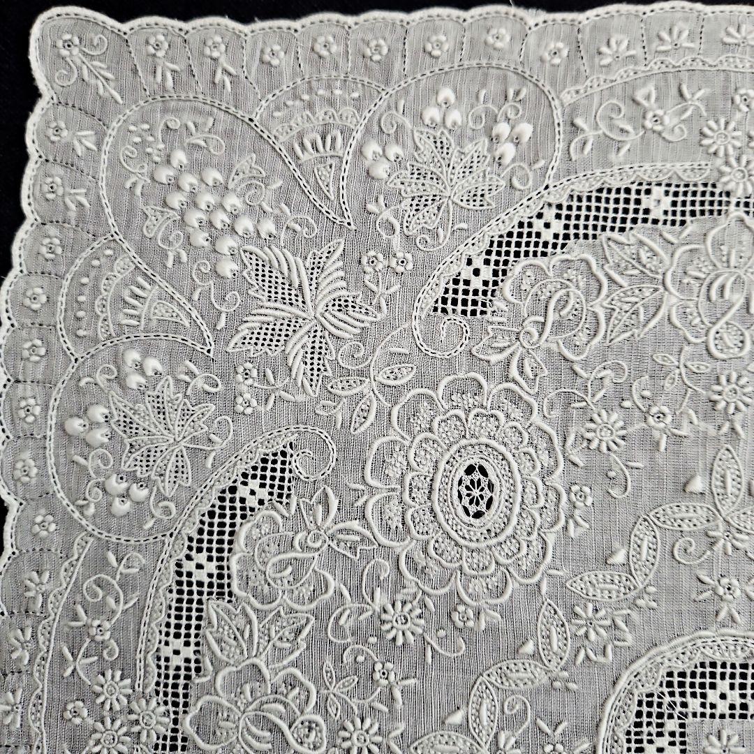 スワトウ ハンカチ 手刺繍 葡萄 R4