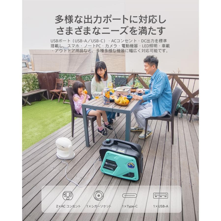 ガス・ガソリン両用発電機★インバーター発電機静音式 カセットボンベ発電機