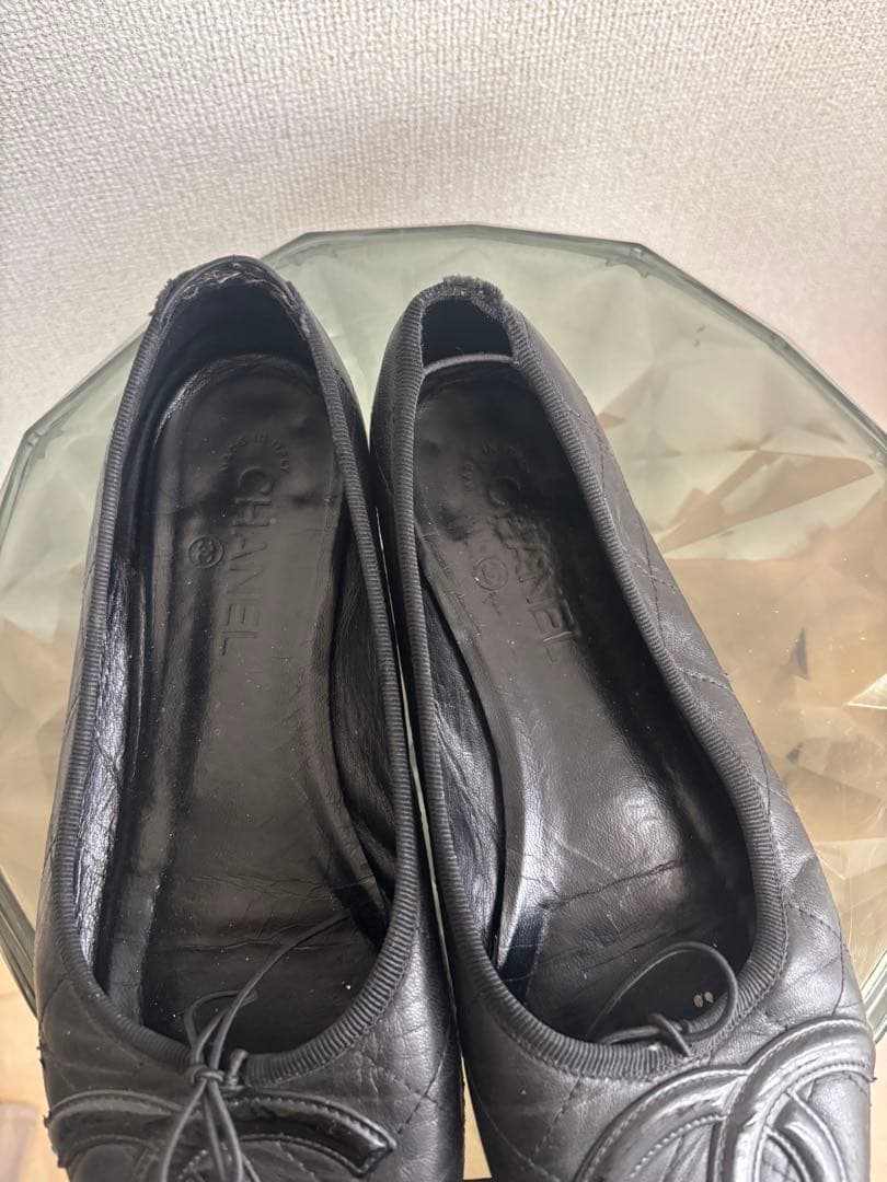 CHANEL カンボンシリーズ　ブラック フラットシューズ