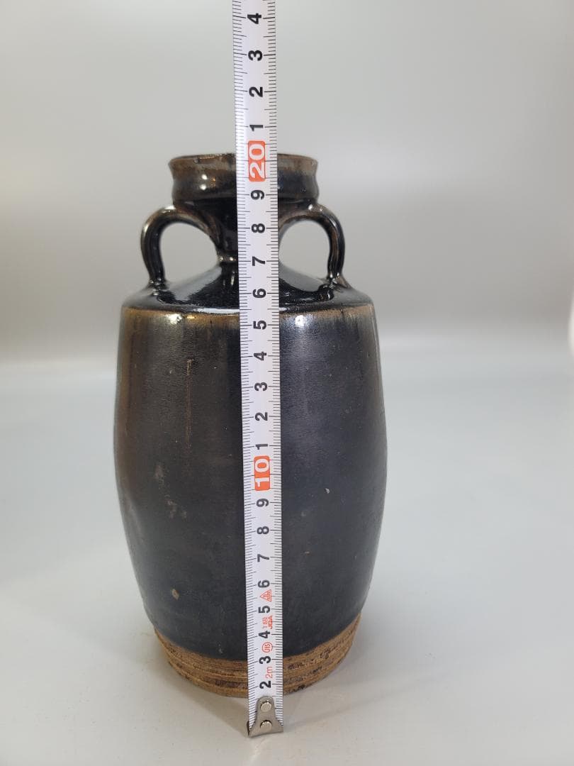 中国美術 黒釉 注瓶 時代物 コレクター蔵品