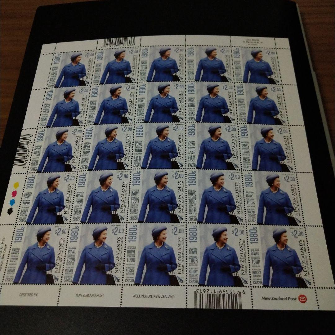 海外切手　ニュージーランド　エリザベス女王最長君臨記念切手　完6種シート未使用品