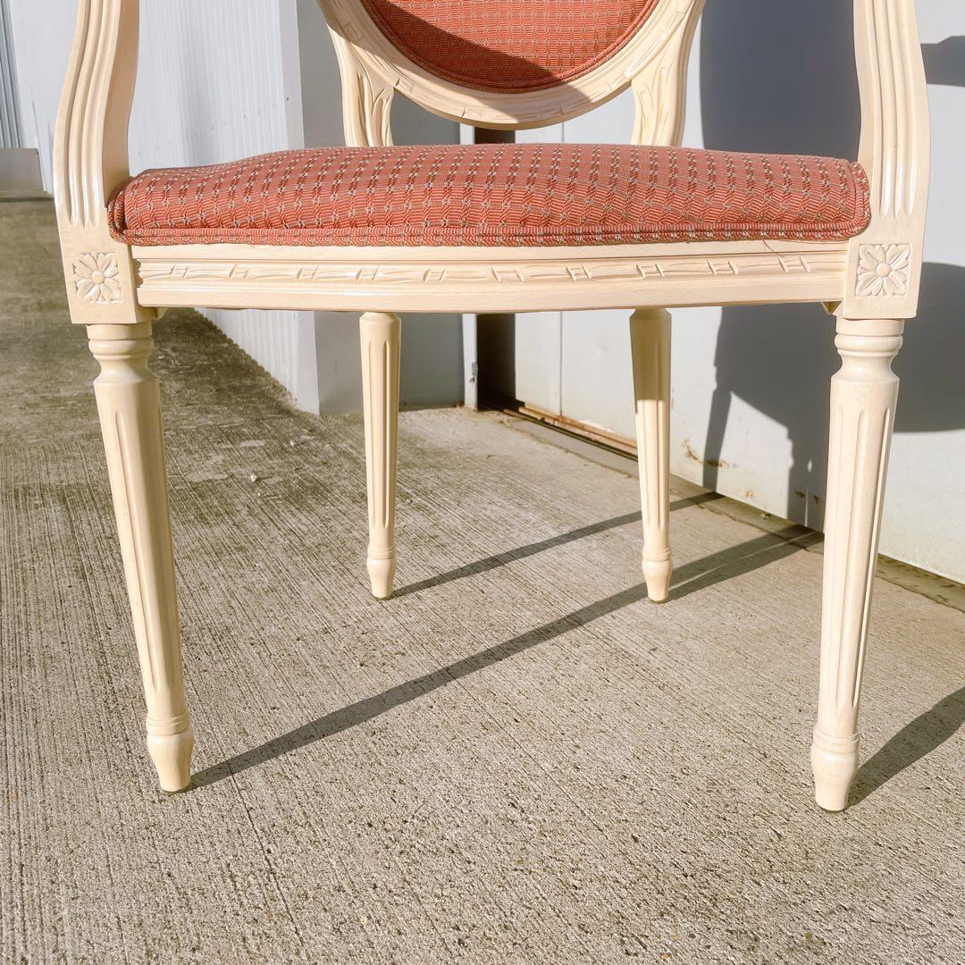 【美品①】ルイ16世様式 フランス華麗チェック織物張 メダリオンアームチェア