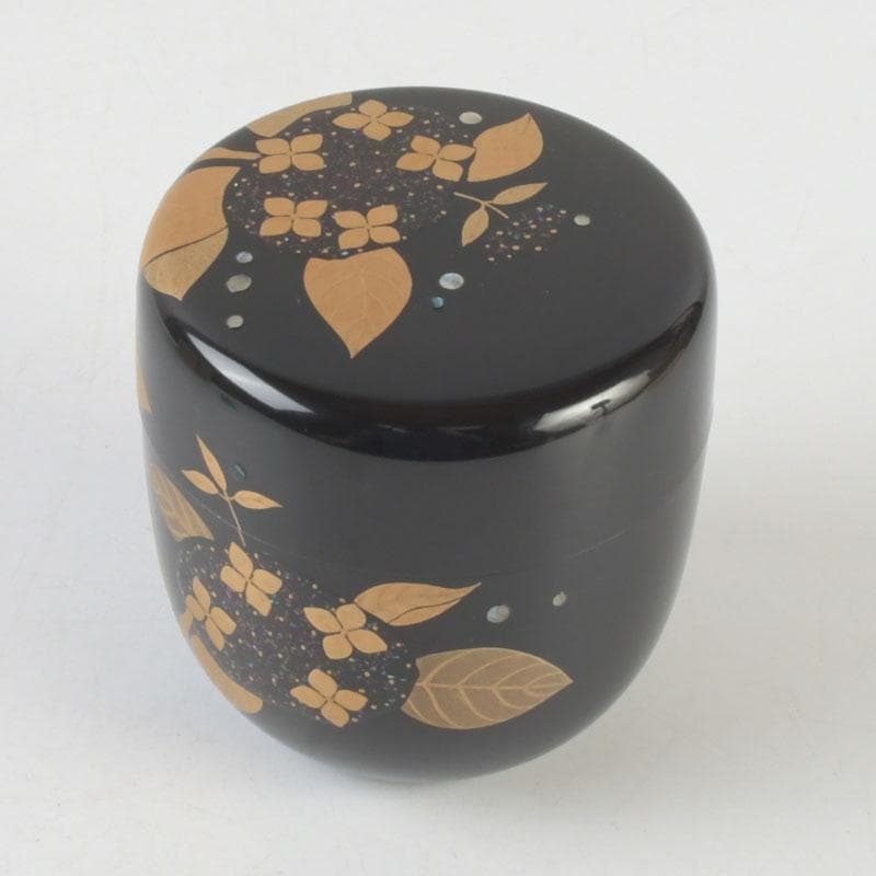 茶道具　加賀蒔絵師　竹内幸斎作　螺鈿装飾　紫陽花蒔絵　大棗　共箱　V　9879