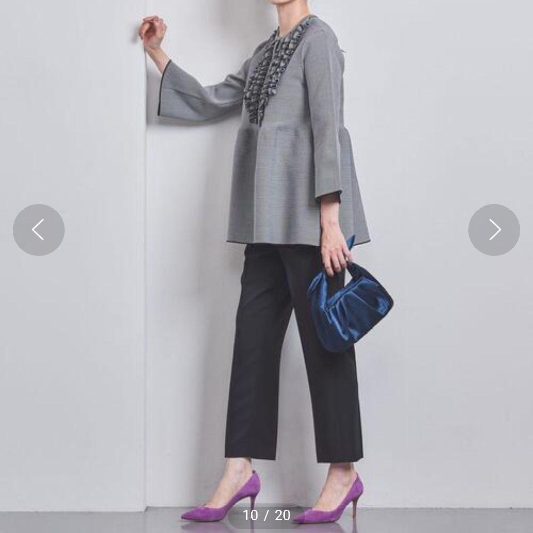 美品UNITED ARROWS カーディオン グレー フリルジャケット ペプラム