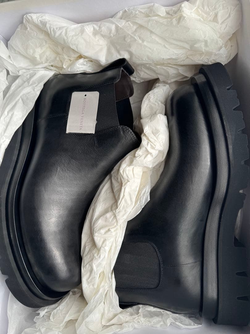 ブラックレザー サイドゴアブーツ