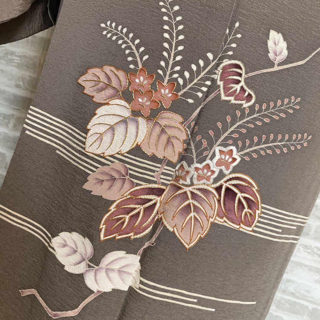 訪問着　フルセット　桐　桐の花　金駒刺繍　金彩加工　パールトーン加工　着物　H1