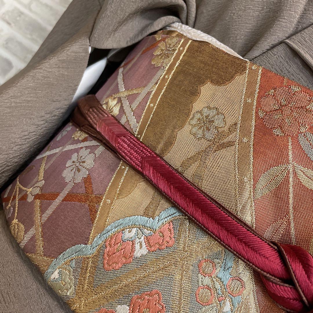 訪問着　フルセット　桐　桐の花　金駒刺繍　金彩加工　パールトーン加工　着物　H1