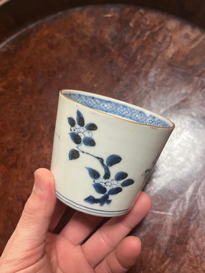 古伊万里　蕎麦猪口　あじさい　鶯　ウグイス　梅　雀　雲雀　紫陽花　民芸　民藝