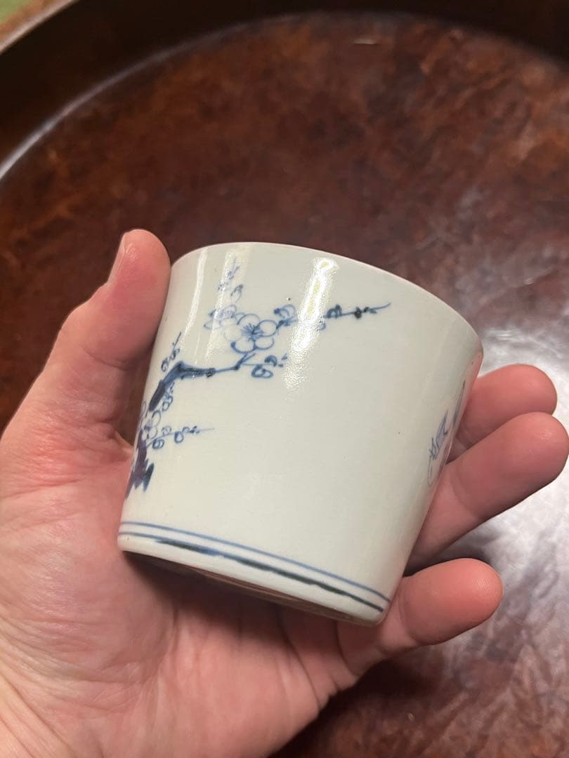 古伊万里　蕎麦猪口　あじさい　鶯　ウグイス　梅　雀　雲雀　紫陽花　民芸　民藝