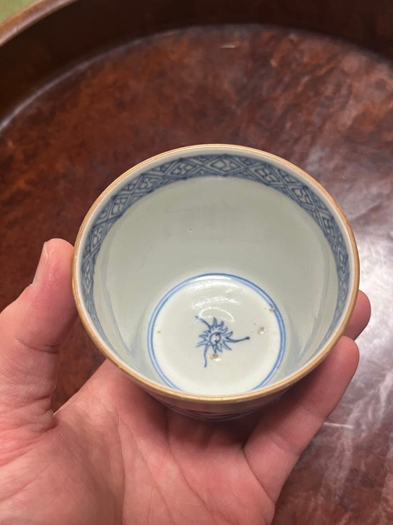 古伊万里　蕎麦猪口　あじさい　鶯　ウグイス　梅　雀　雲雀　紫陽花　民芸　民藝