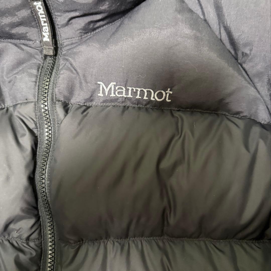 90s Marmot ダウンジャケット ブラック Mサイズ ドローコード付き