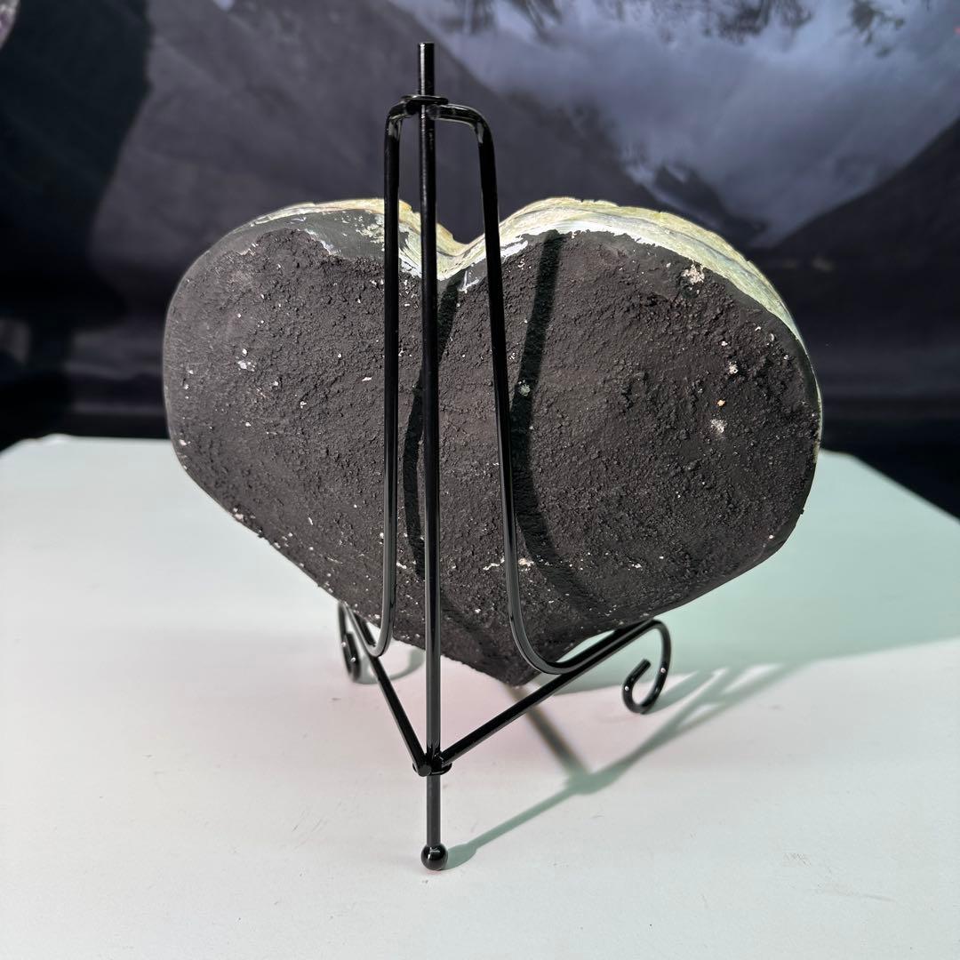 天然石 シトリンのハート　置物　台座付きG.303