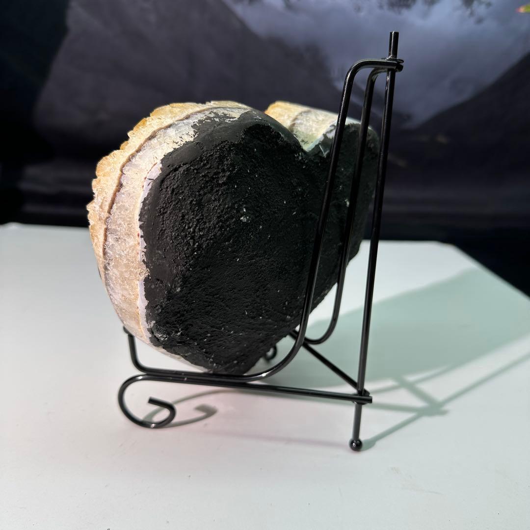 天然石 シトリンのハート　置物　台座付きG.303