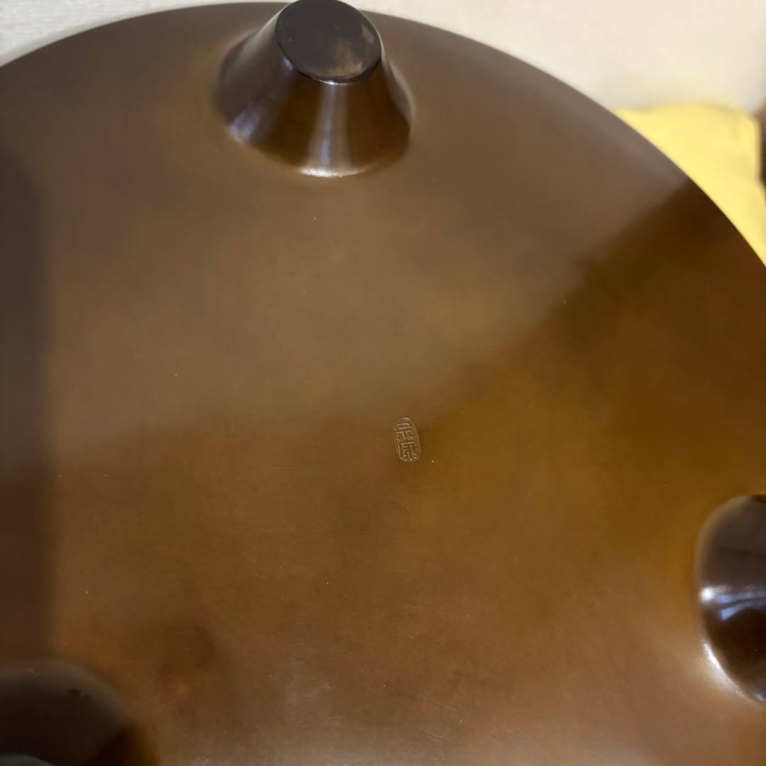 唐銅風炉師 黒瀬宗康 唐銅面取風炉　在銘　共箱 共布 裏千家 師:一の瀬宗辰