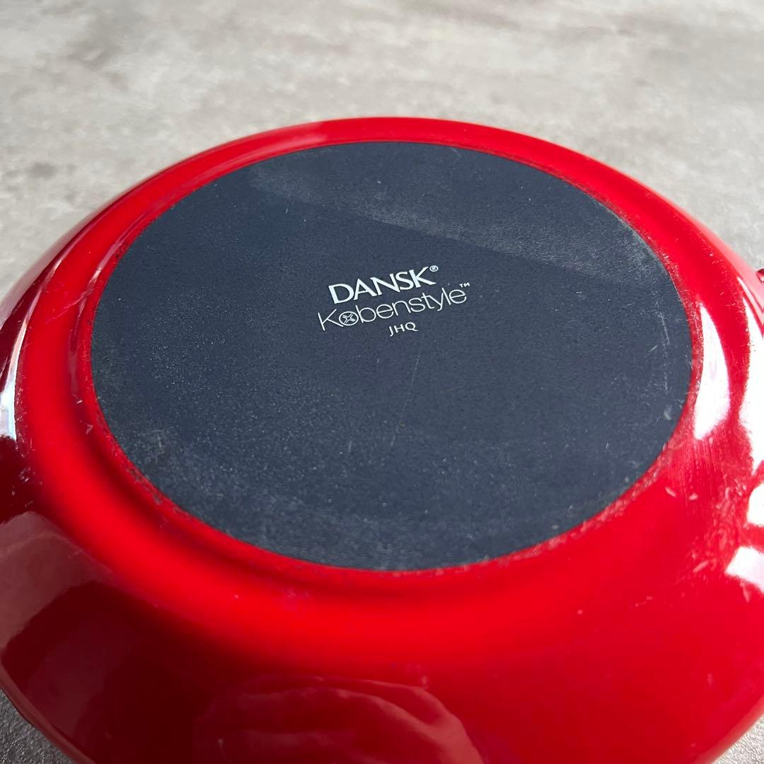 DANSK 赤 ホーロー鍋 蓋付き