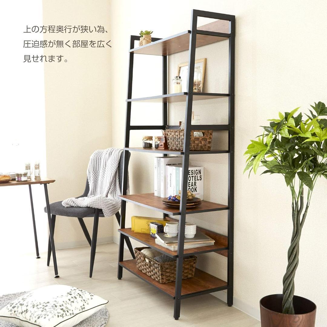ドウシシャ ビスカーナ ラック 幅80cm 6段 棚 木製 黒 スチールフレーム