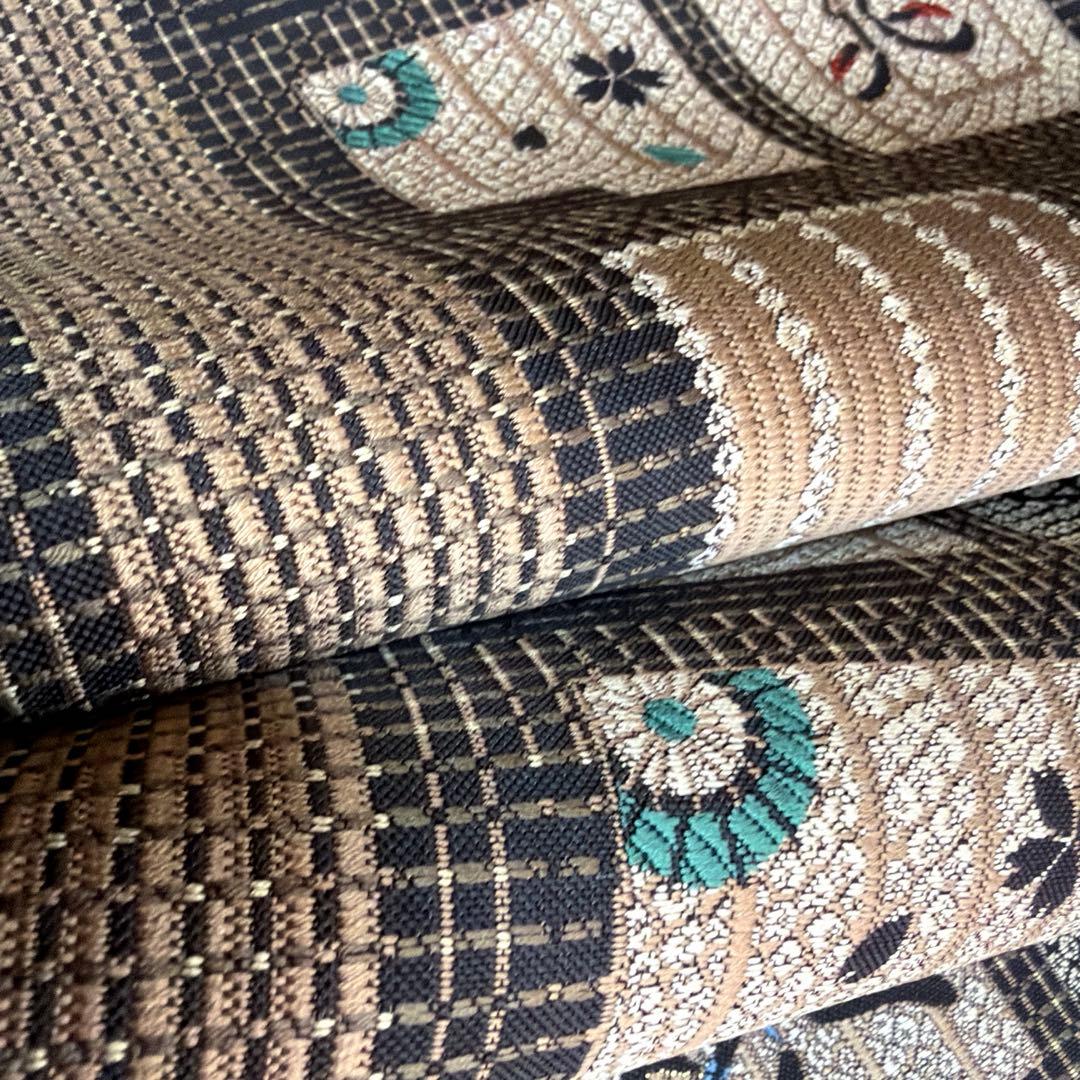 証紙あり　正絹　リバーシブル　本場筑前博多織《源氏香　歌舞伎隈取》