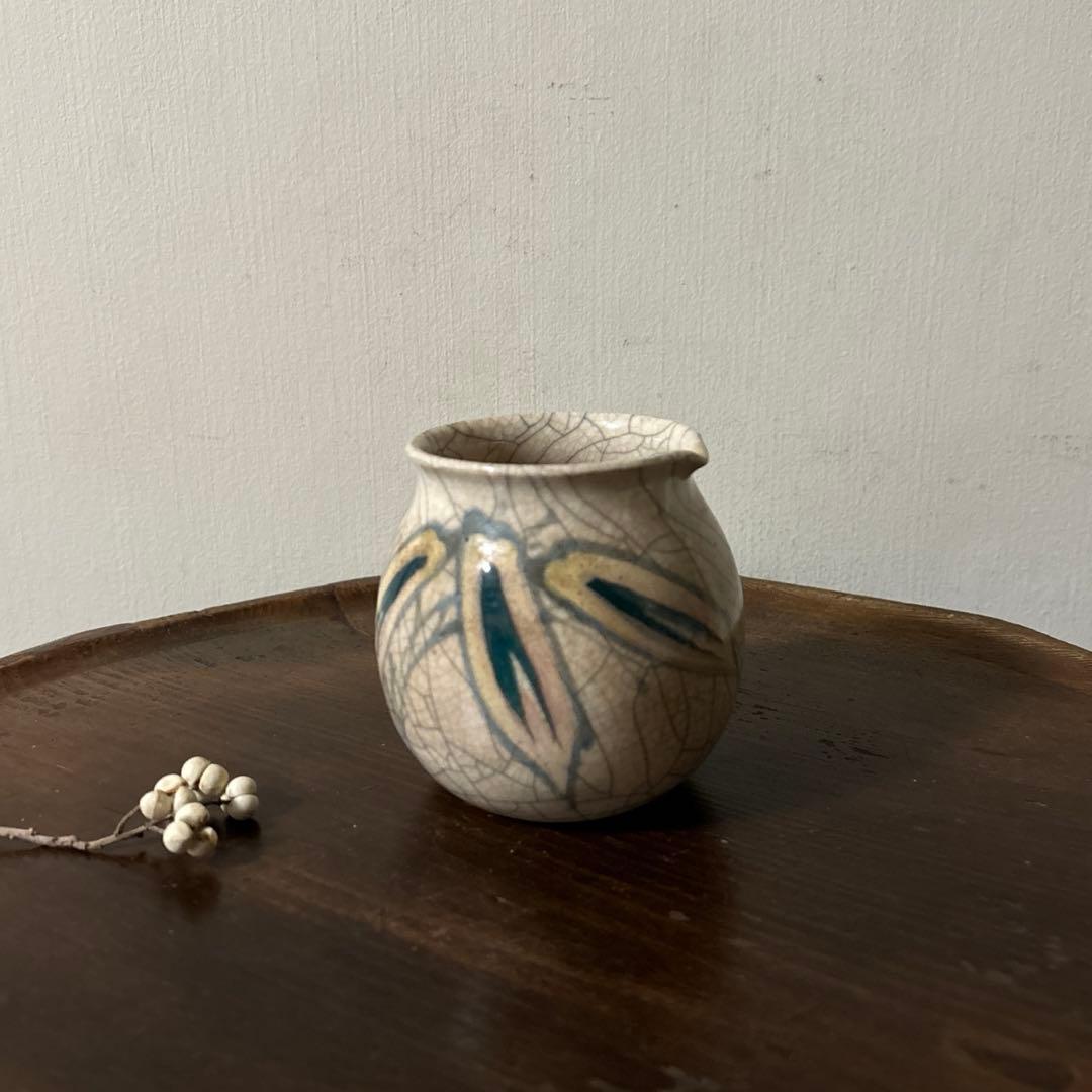 古い笹絵哥釉の器　花入れ　アンティーク　骨董　古道具　唐物　中国古玩　検:李朝